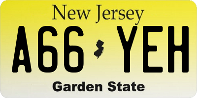 NJ license plate A66YEH