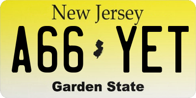 NJ license plate A66YET