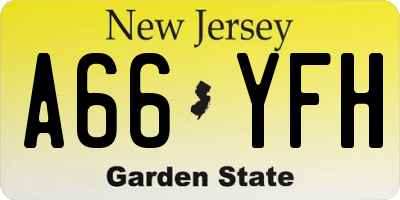 NJ license plate A66YFH