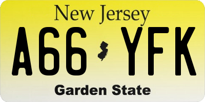 NJ license plate A66YFK