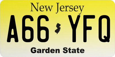 NJ license plate A66YFQ