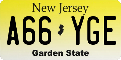 NJ license plate A66YGE