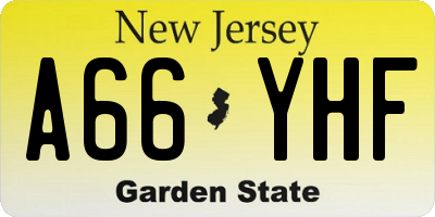 NJ license plate A66YHF