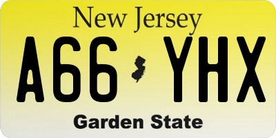 NJ license plate A66YHX