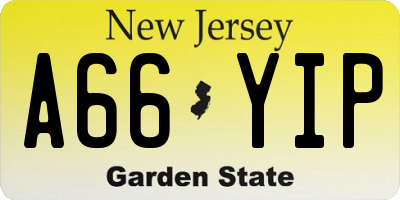 NJ license plate A66YIP