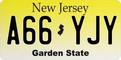NJ license plate A66YJY