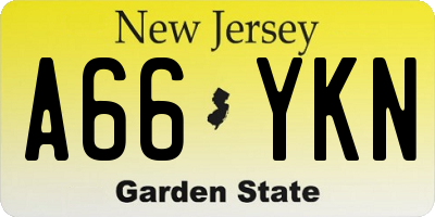 NJ license plate A66YKN