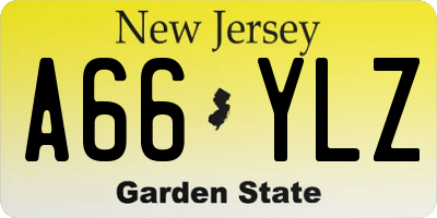 NJ license plate A66YLZ