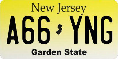 NJ license plate A66YNG
