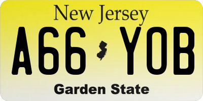 NJ license plate A66YOB