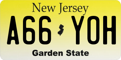 NJ license plate A66YOH