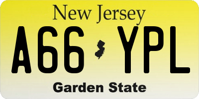 NJ license plate A66YPL