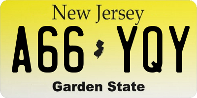 NJ license plate A66YQY