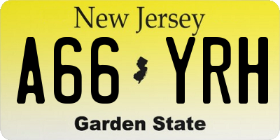 NJ license plate A66YRH