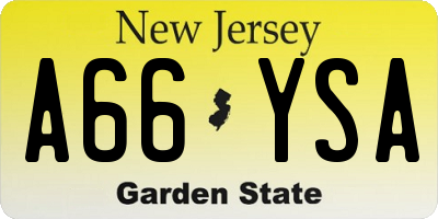 NJ license plate A66YSA