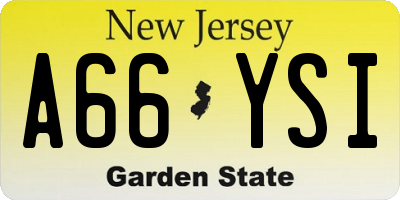 NJ license plate A66YSI