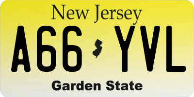 NJ license plate A66YVL