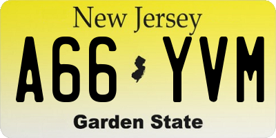 NJ license plate A66YVM