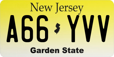NJ license plate A66YVV