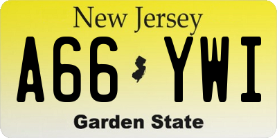NJ license plate A66YWI