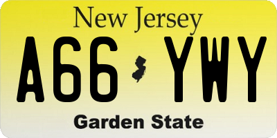 NJ license plate A66YWY