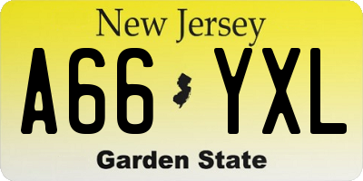 NJ license plate A66YXL