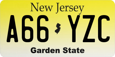 NJ license plate A66YZC