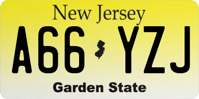 NJ license plate A66YZJ