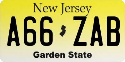 NJ license plate A66ZAB