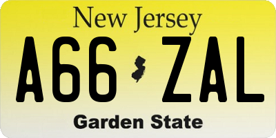 NJ license plate A66ZAL