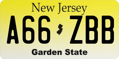 NJ license plate A66ZBB