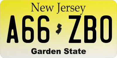 NJ license plate A66ZBO