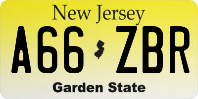 NJ license plate A66ZBR