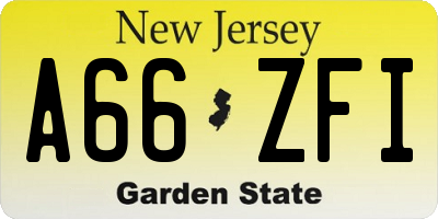 NJ license plate A66ZFI