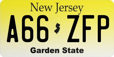 NJ license plate A66ZFP