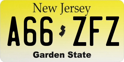 NJ license plate A66ZFZ
