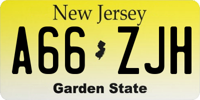 NJ license plate A66ZJH