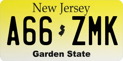 NJ license plate A66ZMK