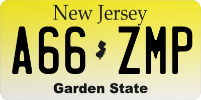 NJ license plate A66ZMP