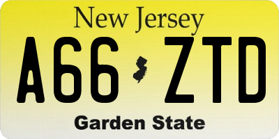 NJ license plate A66ZTD