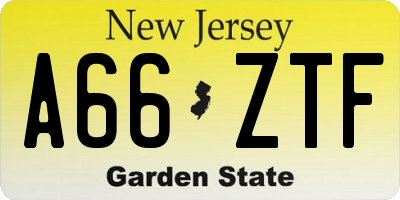NJ license plate A66ZTF