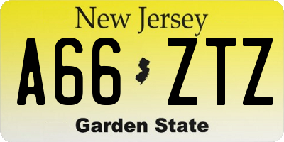 NJ license plate A66ZTZ