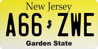 NJ license plate A66ZWE