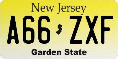 NJ license plate A66ZXF
