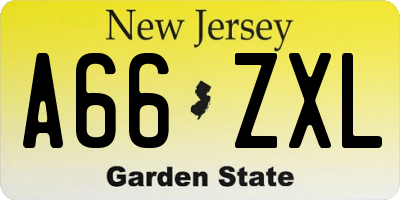 NJ license plate A66ZXL