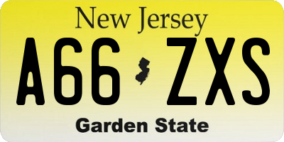 NJ license plate A66ZXS
