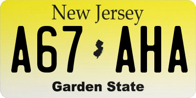 NJ license plate A67AHA