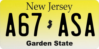 NJ license plate A67ASA