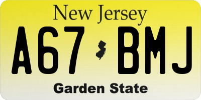 NJ license plate A67BMJ
