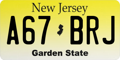NJ license plate A67BRJ